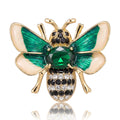 Gold Bee Brooch Enamel Wings Green Or Yellow Crystal Center view 5