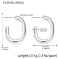 Geometric C-Shape Hoop Earrings Stainless Steel Gold Silver view 12