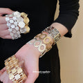 Metal Spiral Disc Stretch Bracelet Gold Silver 4 Styles view 1