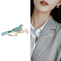 Blue Bird and Pink Blossom Brooch in 1 Style Metal Pin view 3