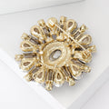 Crystal Sunburst Flower Brooch with Polished Metal and Decorative Accents view 4