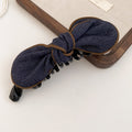 Navy Denim Hair Claw Clips Scrunchies Four Styles Brown Trim view 8