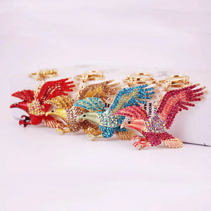 Rhinestone Eagle Metal Keychain With Split Ring And Lobster Clasp