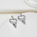 Silver Melting Heart Sculptural Dangle Stud Earrings view 6