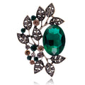 Red Blue and Green Oval Crystal Floral Metal Brooch Pin view 7