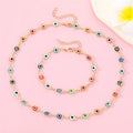 Gold Tone Multicolor Evil Eye Chain Bracelet and Necklace view 5