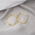 Large Double Layer Rounded Square Hoop Earrings in Two Finishes view 3