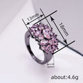 Purple Marquise Floral Cluster Ring In Dark Metal Tone view 4