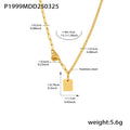 Gold Stainless Steel Good Luck Square Tag Ball Necklace view 6