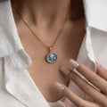 Round Floral Leaf Pendant Necklaces In Three Colors view 2