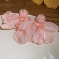 Layered Fabric Petal Flower Earrings in Four Soft Colors view 6