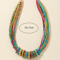 Multicolor Seed Bead Multi-Strand Necklace With Gold-Tone Clasp view 4