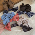 Fabric Scrunchie Bow Hair Ties Plaid Polka 4 Styles view 3