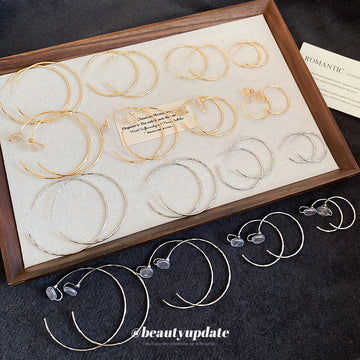 Gold and Silver Tone Large Hoop Earrings Statement Fashion Jewelry