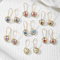 Gold Tone Heart-Shaped Pressed Flower Drop Earrings in Seven Designs view 1