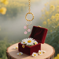 Pink Cherry Blossom Keychain With Three Metal Flower Charms view 3