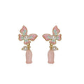 Pink Butterfly And Teardrop Stud Earrings With Decorative Details view 5