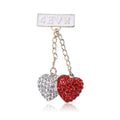 Two Heart Rhinestone Chain Brooch Decorative Lapel Pin view 3