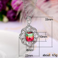 Gradient Square Stone Floral Halo Pendant Necklace view 5