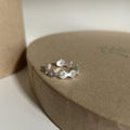 Silver Wavy Rhombus Crystal Open Ring Light Blue Stones view 3
