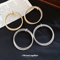 Double Tube Round Hoop Stud Earrings Statement Jewelry Pair view 4