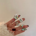 Silver Open Cluster Mint Chip Pearl Crystal Ring Style view 2