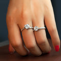 Silver Tone Round Crystal Split Band Ring with Polished Finish view 1