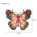 Red Gold Tone Butterfly Enamel Two Designs Metal Brooch Pin view 2