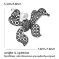 Openwork Crystal Bow Brooch Pearl Center Black Multicolor view 6