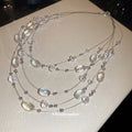 Layered Clear Crystal Bead Statement Necklace Statement Jewelry view 2