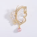 White Shell Butterfly Brooch with Pearl Drop Decorative Clothing Pin view 6