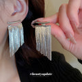Fine Chain Fringe Earrings in Gold and Silver Tone view 2