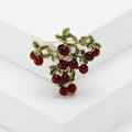 Berry Cluster Brooch Enamel Leaves Red Purple Blue view 6