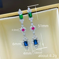 White Metal Multicolor Gem Geometric Long Drop Earrings view 4