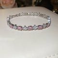 Silver Geometric Flower Oval Crystal Bracelets Four Colors view 7