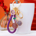Jeweled Twin Cherry Keychains with Color-Coordinated Braided Loops view 3
