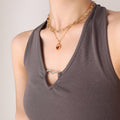 Double Sided Heart Shell Pendant Gold Tone Necklace view 4