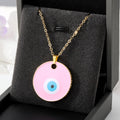 Gold Tone Oversized Round Evil Eye Pendant Necklaces view 4