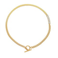 Herringbone Cuban Toggle Necklace With Baguette Zircon Bar view 5