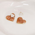Gold Rim Marbled Enamel Heart Stud Earrings Mini Heart view 4