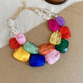 Chunky Acrylic Bead Statement Necklace Gold Chain Seven Colors view 9