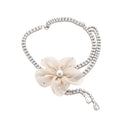 Fabric Flower and Fine Chain Layered Necklace in Two Colors view 5