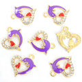 Crystal Heart Dolphin Charms in Six Colors and Two Metal Tones view 12