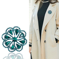 Layered Flower Brooch with Green or Yellow Crystal Petals view 2