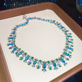 Blue Green Crystal Silver Earrings Bracelet Necklace Three view 8