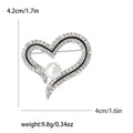 Openwork Double Heart Crystal Brooch with Pearl Accent view 6