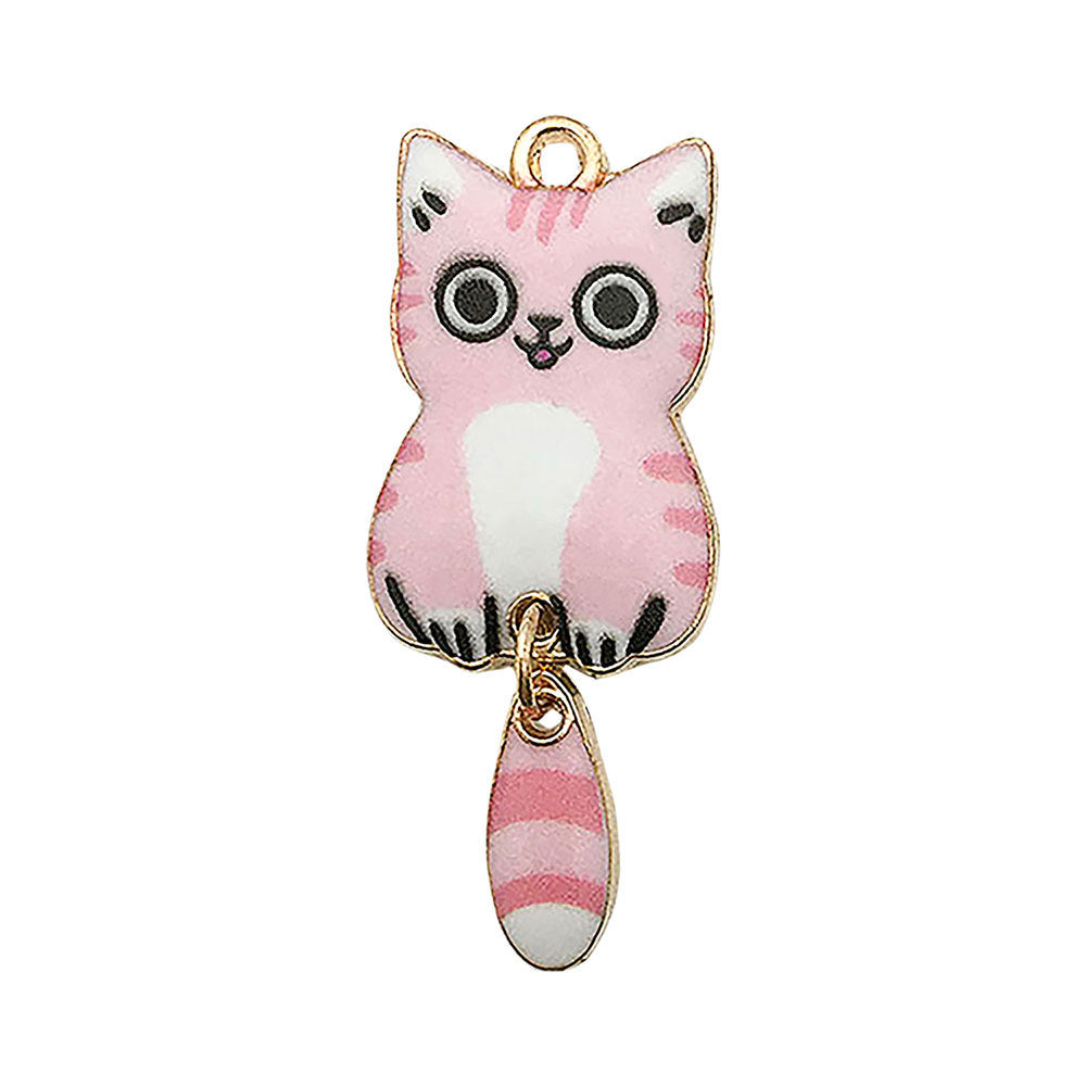 Zinc Alloy Cat Moving Tail Charm Pendant for DIY Headwear Necklace Earrings Keychain