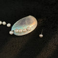 Shell and Pearl Asymmetric Long Drop Single Stud Earring view 4