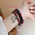 Red Stone Blue Glass Multi Wrap Bracelet Elephant Heart view 2
