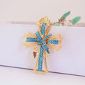 Rhinestone Cross Ribbon Keychain With Split Ring And Lobster Clasp view 3